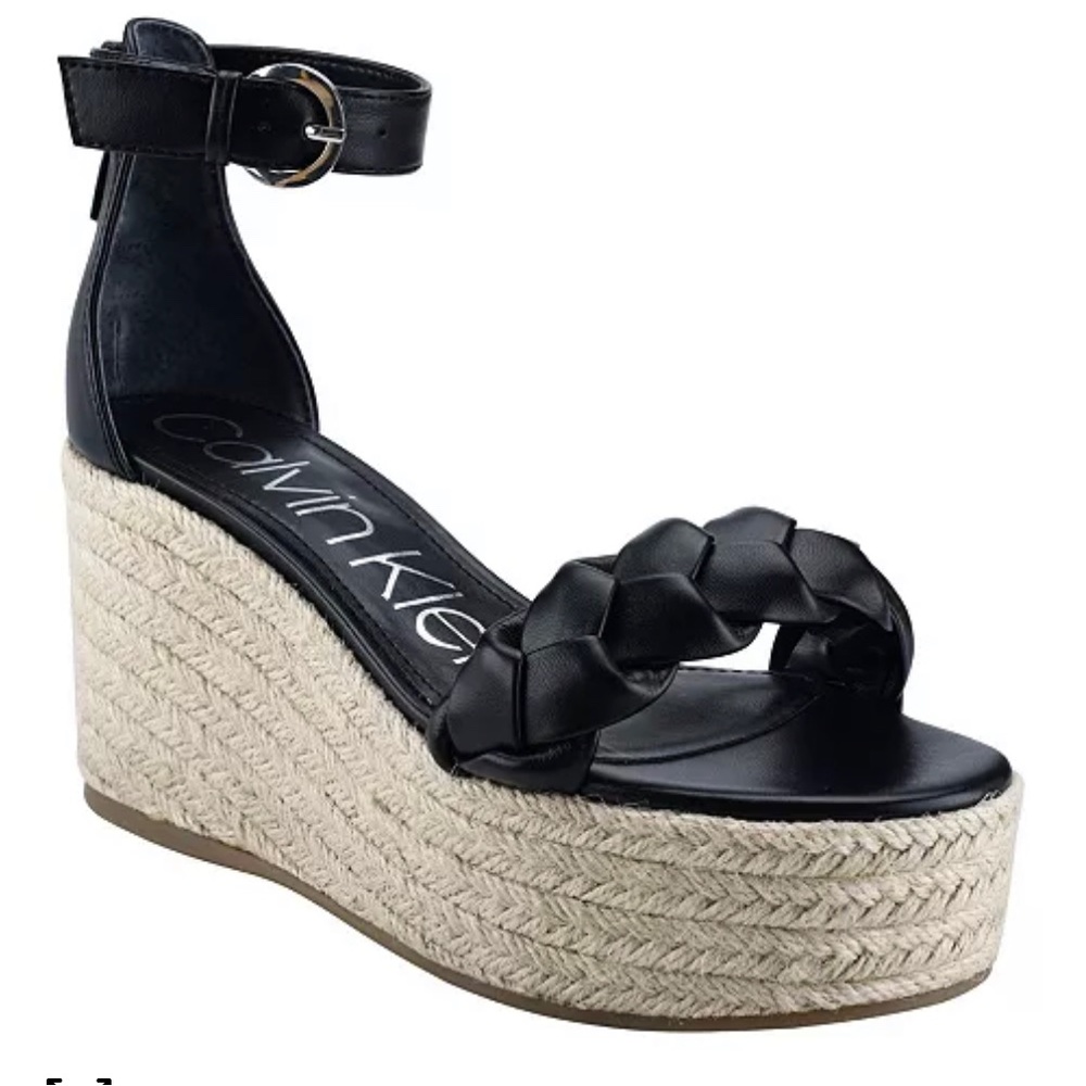 Calvin Klein Black Wedge Espadrilles 11M Women